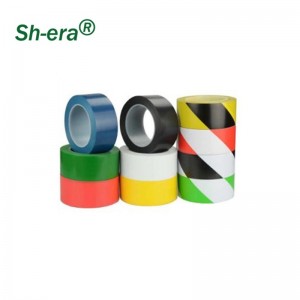 PVC 警告テープの中国メーカー黒と黄色の PVC 粘着床マーキング テープ