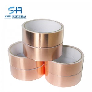 Custom 25 mm ny sakany conductive varahina foil adhesive tape miaraka amin'ny conductive adhesive
