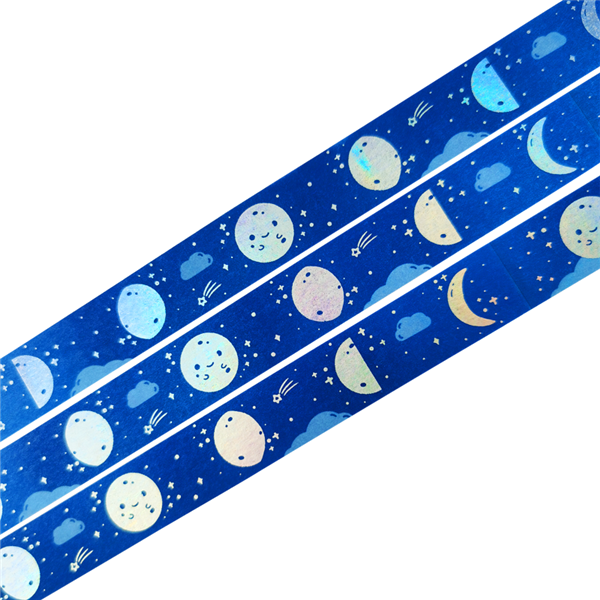 OEM/ODM Supplier Set Washi Tape - Holographic Silver Washi Tape – Moon Clounds – Feite
