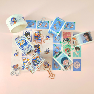 Custom Print Stamp Decoration Paper Tape Waterproof Japanese cute Stamp Die Cut Washi Tape
