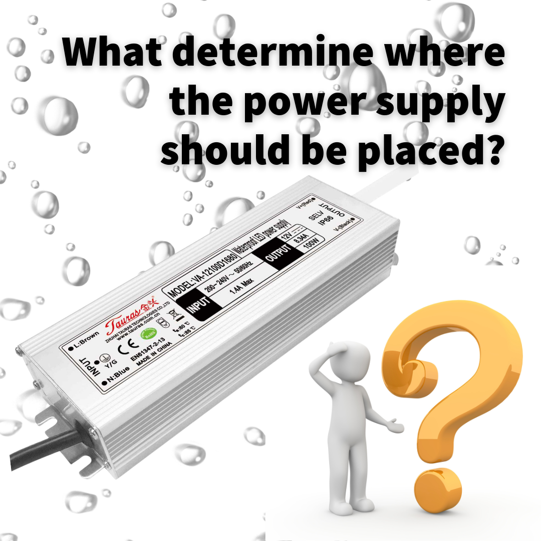 What determine where the power supply should be placed?