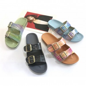 Children’s&Ladies’ Glitter PU Double Buckle Slide Sandals