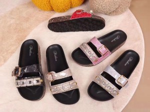 Women’s Ladies’ Slip On Cork Footbed Sandals,Comfortable Cute Slides Shoes for Summer