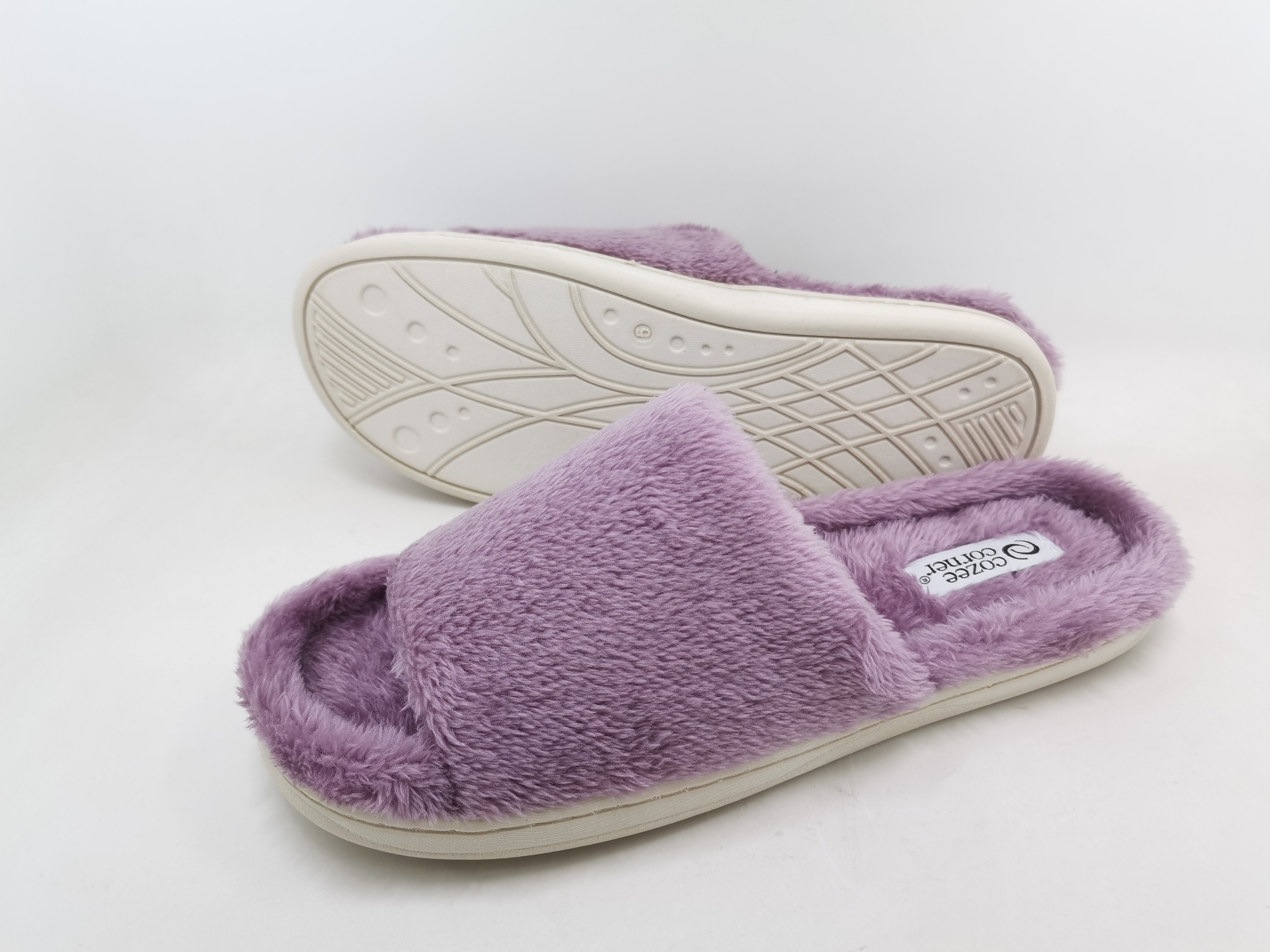 Women’s Open Toe House Slippers Memory Foam, Comfy Cozy Slip-on Indoor Slippers for Women Non-Slip, Soft Cute Womens Flannel Home Bedroom Scuff Slippers