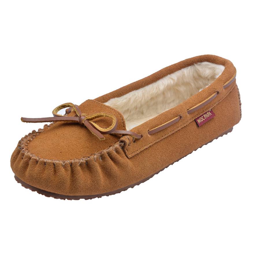 Women’s Leather Lace-Up Moccasin Slippers Featured Image
