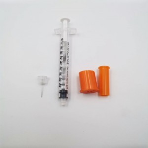 Disposable Orange Cap Separate type needle seat Low Dead Space Insulin Syringe With Needle