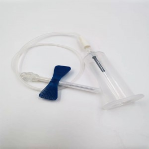 Комплект за вакуумно вземане на кръв с медицинска стерилна безопасна игла за еднократна употреба с крило
