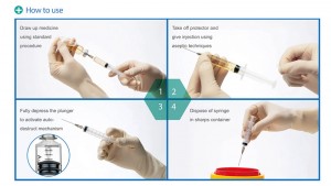 Jeringa de vacuna con desactivación automática de anuncios médicos al por mayor de 0,3 ml y 0,5 ml