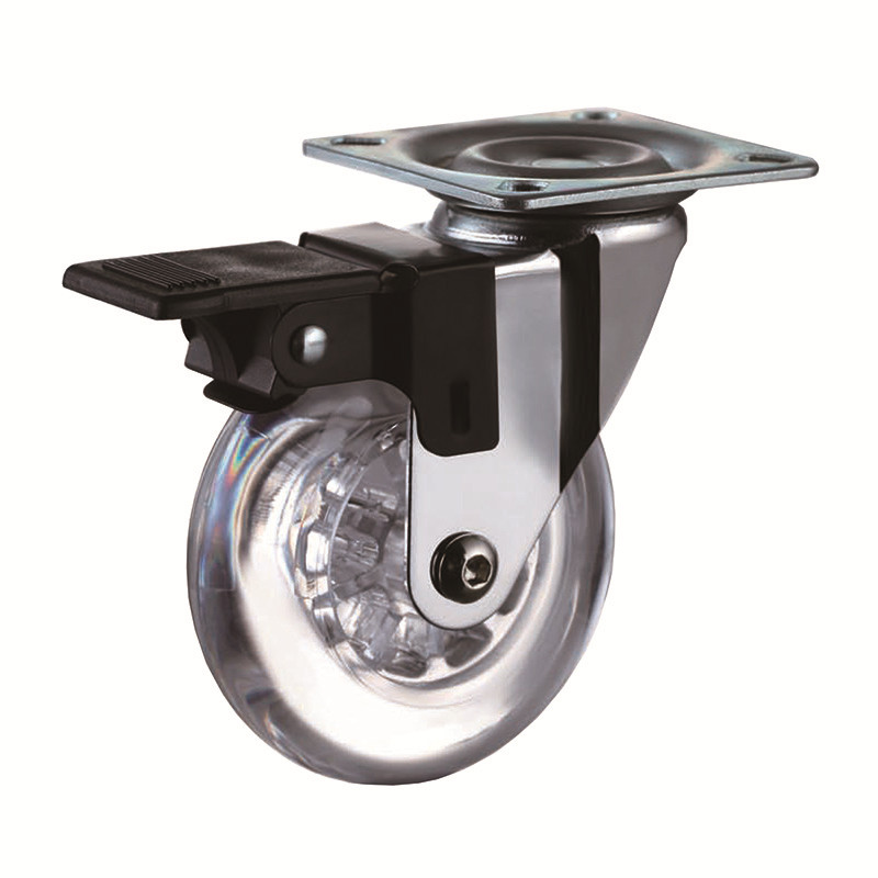 Buy Medical Castors Factories –  Brake Transparent Wheel Castor with Plate – Techin