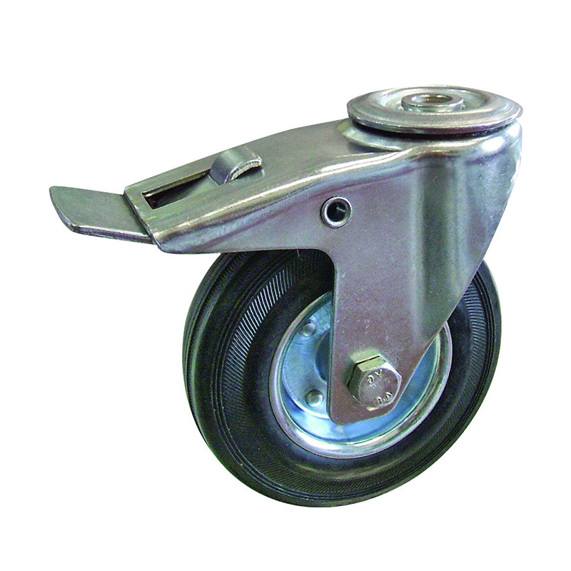 Swivel with Brake Black rubber wheel castor with Plate Featured Image