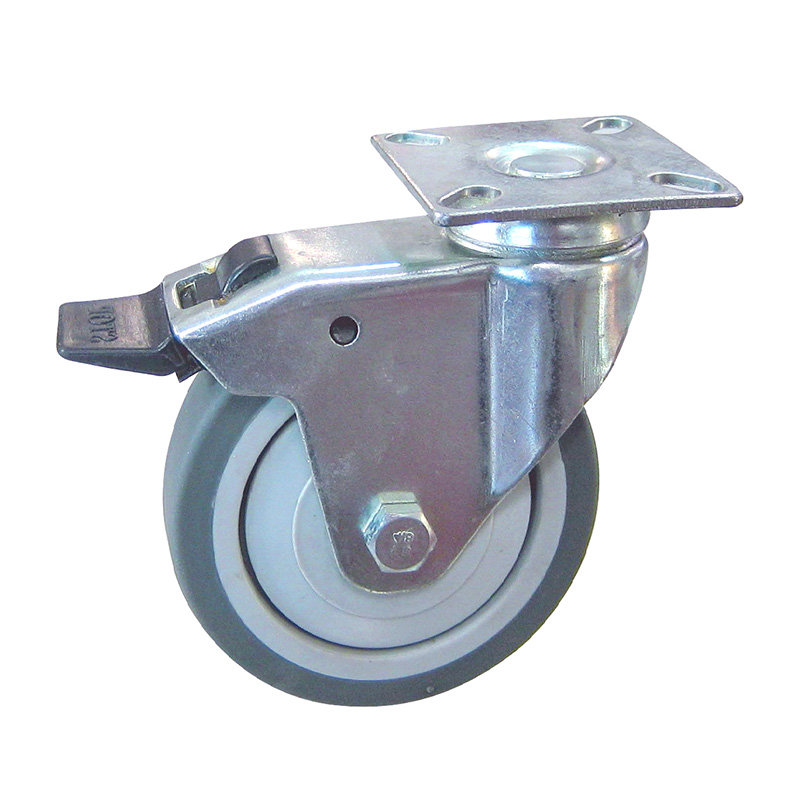Wholesale Outdoor Furniture Casters Products –  Brake TPR Castor with Plate – Techin