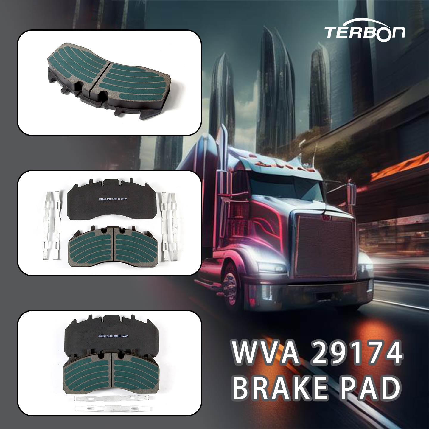 إصدار منتج جديد: وسادات فرامل WVA 29174 عالية الجودة من TERBON لشاحناتك الثقيلة