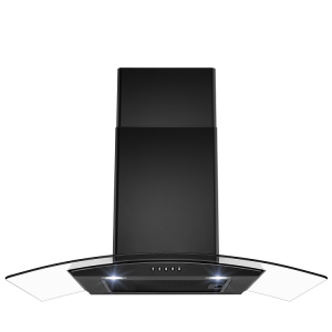 Glass Range Hood With Button Control Black Wall-Mounted Glass Canopy Hood