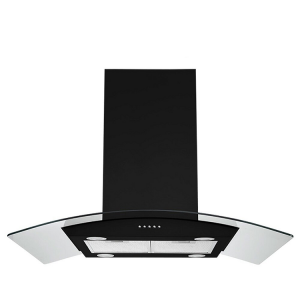 Ceiling Mounted Glass Canopy Hood For Island Black Kitchen Chimney Hood