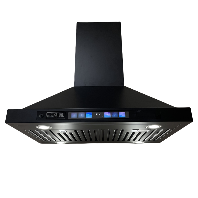 Black Cooker Hood With Smart Voice And Gesture Control Kitchen Range Hood