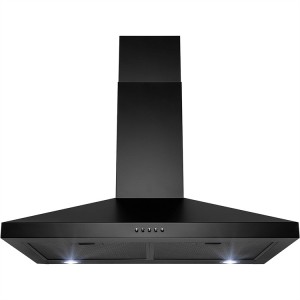 Convertible Kitchen Extractor Hood with Lights Black Painted Wall Hood