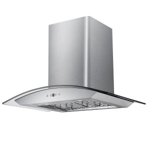 Stainless Steel Curved Glass Kitchen Extractor 90cm Cooker Hood
