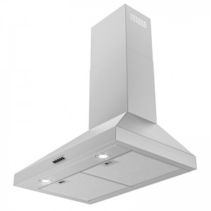 Wall Mounted Pyramidal Chimney Range Hood 30-Inch, Convertible Ducted or Ductless Exhaust Fan 36”/24” 450 CFM Kitchen Vent Hood
