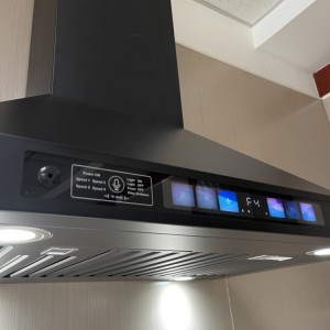 Black Cooker Hood With Smart Voice And Gesture Control Kitchen Range Hood