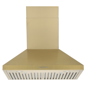 Luxury Satin Gold Range Hood Wall-mounted 30″ Oven Vent Hood Ductless