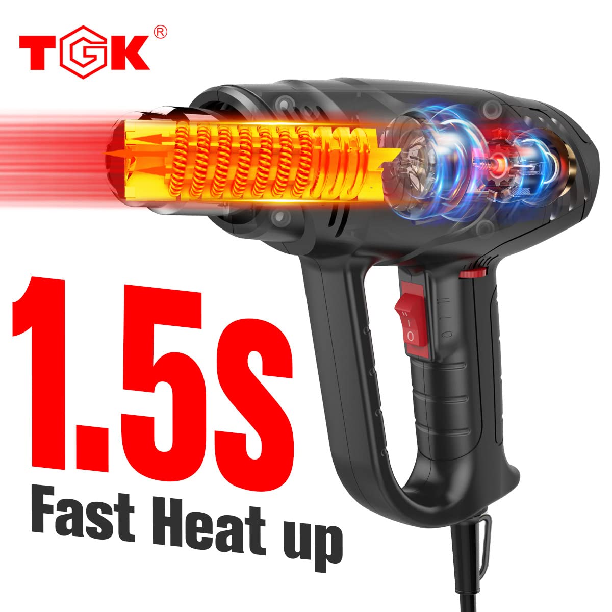 TGK® Pistolet à air chaud robuste 1800 W 50 °C ~ 650 °C