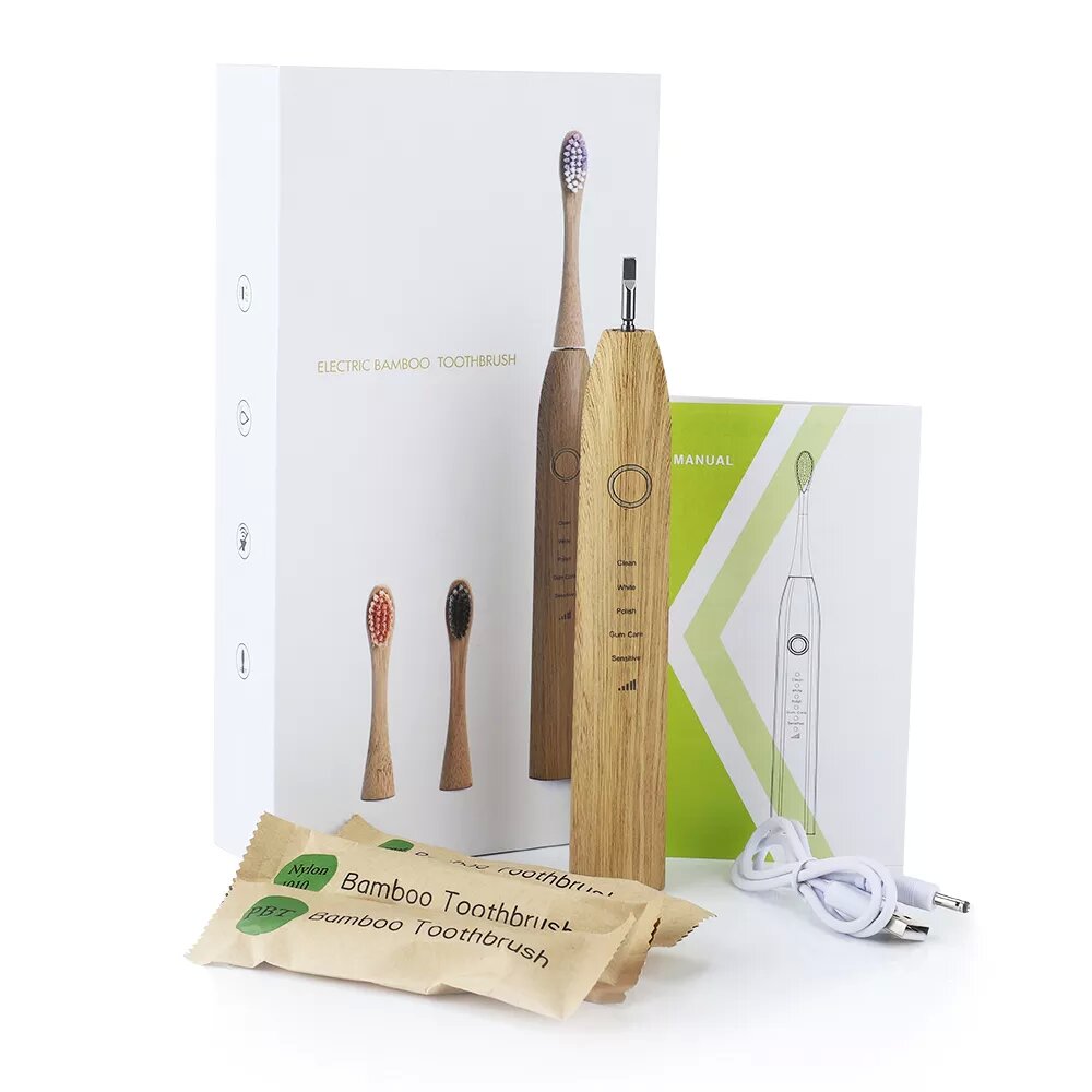 China wholesale Bamboo Electric Toothbrush Heads - Zero Waste Eco-Friendly Soft Bristles Bamboo Electric Toothbrush With 3 Rechargeable Head – CHYM