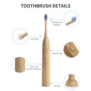 Biodegradable Natural Bamboo Electric Toothbrushes With 3 Rechargeable Heads