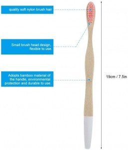 Biodegradable Natural Organic Bamboo Toothbrush with Soft-Bristles For Adults
