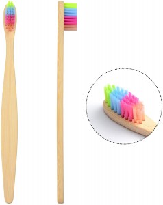 Natural Medium Bristles For Healthy Dental Care BambooToothbrush in Rainbow Colors