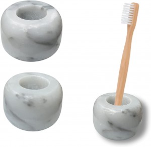 White/Grey Ceramics Handmade Small Mini Ceramic Toothbrush Holders With Drainage For Adults