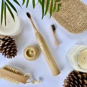 Biodegradable&Customized Bristles Bamboo Electric Toothbrush (3 Replaceable Heads)