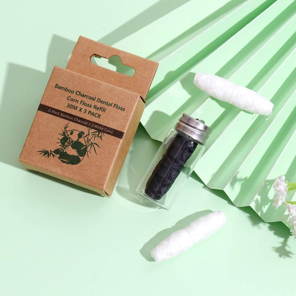 Compostable Mint Flavor Zero Waste Candelilla Wax Vegan Dental Floss in Glass Bottle Featured Image