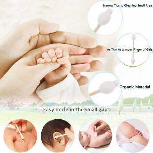 Soft Biodegradable Safety Double Round Bamboo Cotton Swabs For Babies