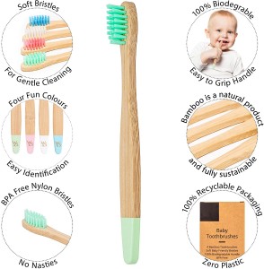 Biodegradable BPA Free Soft Bristles Natural Bamboo Toothbrushes For Kids