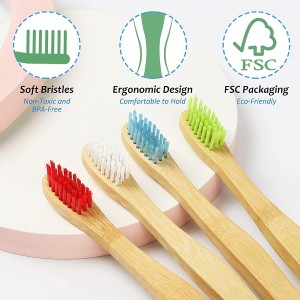 Eco-Friendly Natural Individually Packed Bamboo Toothbrushes With Soft Bristles