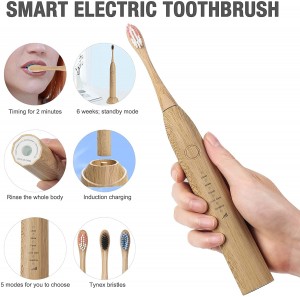 Compostable Soft Bristles Bamboo Electric Toothbrushes With 3 Rechargeable Heads