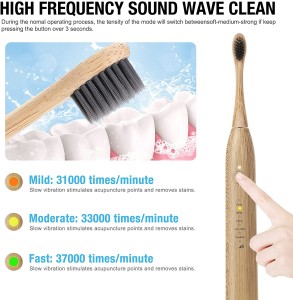 Biodegradable Natural Soft Bristles Bamboo Electric Toothbrushes With 3 Rechargeable Heads