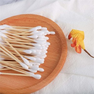 Compostable Zero Waste Bamboo Cotton Swabs For Cleaning With Long Handle