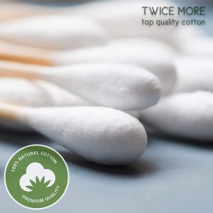 100% Organic Compostable Double-Headed Bamboo Cotton Swabs For Beauty Care