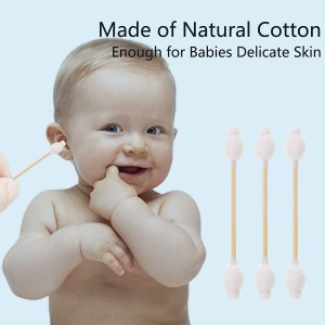 Soft Biodegradable Safety Double Round Bamboo Cotton Swabs For Babies