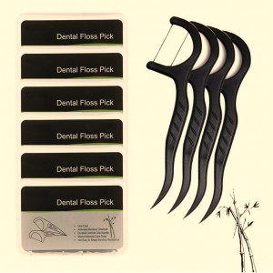 Bamboo Charcoal Dental Floss Picks Oral Care With Travel For Adults & Kids