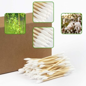 100% Organic Compostable Double-Headed Bamboo Cotton Swabs For Beauty Care