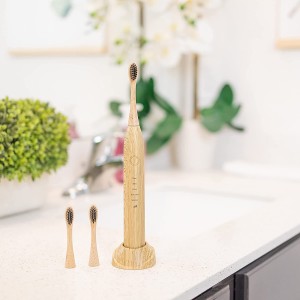 Natural Organic Biodegradable Handle Electric Bamboo Toothbrush With 3 Rechargeable Heads