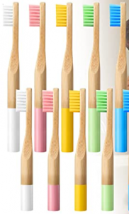 100% Eco-Friendly Natural Bamboo Toothbrushes Medium BPA Free Colored Bristles