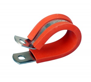 Rode kleur met rubber beklede P-clip roestvrijstalen 201/304 buisklem