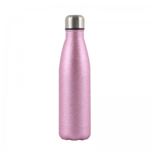 Sublimation Blanks 17oz 500ml Double Wall Silver Glitter Stainless Steel Cola Shaped Sport Water Bottle