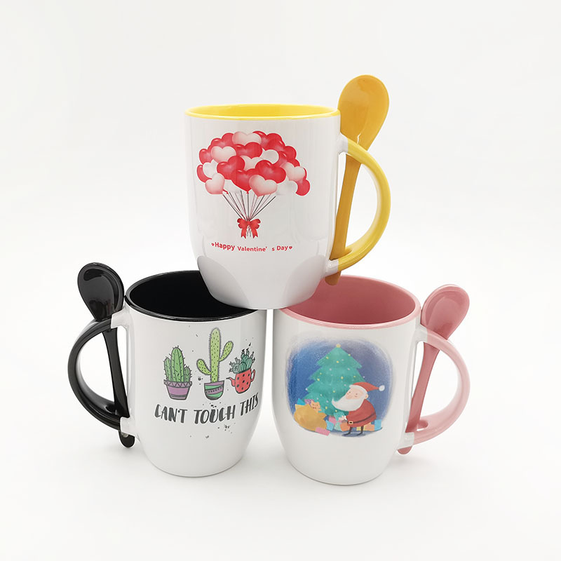 Factory Promotional Coffee Cup - Personalized 11oz Sublimation Ceramic Travel Color Spoon Custom Coffee Mug Cup  – ThinkSub