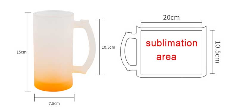 Sublimation Blanks 16oz Colorful Bottom Frosted Glass Beer Mug (2)