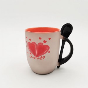 Wholesale Custom 11oz Custom Light Green Sublimation Photo Ceramic Magic Color Changing Spoon Coffee Mug