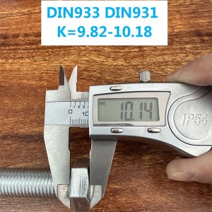 8.8 grade DIN933 hexagon bolt with heat treatment diameter range M4-M52